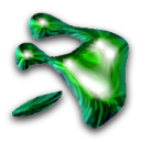 Green blobby rendered by Fluid